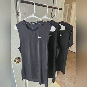 Nike Pro Black Sleeveless Tops with Swoosh